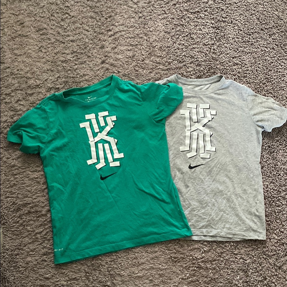 Nike Kyrie Irving Green and Gray Short Sleeve Tees